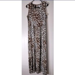 Sexy Leopard dress with 2 front knee slits, fitted dress- New York & Company- M